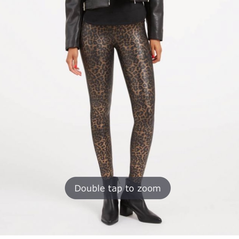 SPANX Women’s Faux Leather Leopard Leggings